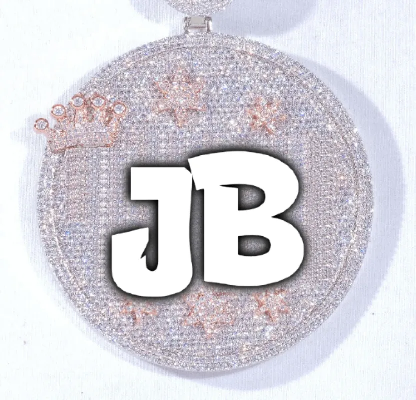 CUSTOM LETTER NECKLACE 3D BIG CROWN DISC sold by The GUU Shop