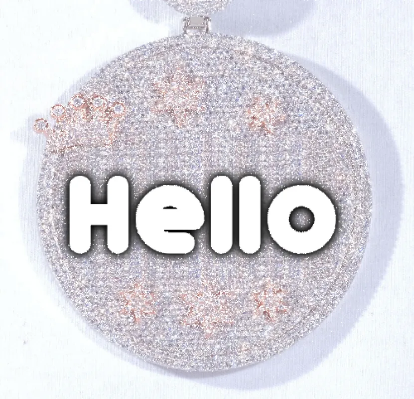 CUSTOM LETTER NECKLACE 3D BIG CROWN DISC sold by The GUU Shop