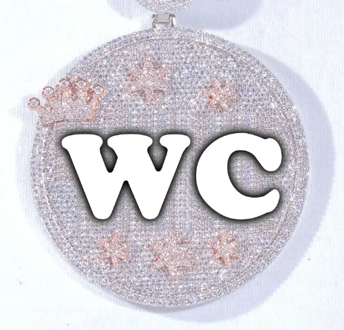 CUSTOM LETTER NECKLACE 3D BIG CROWN DISC sold by The GUU Shop