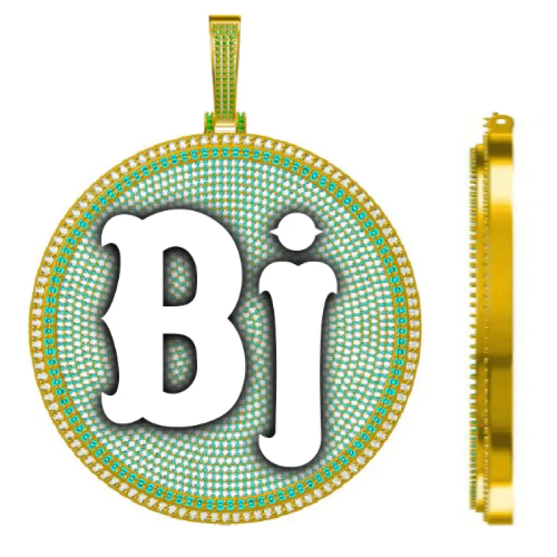 CUSTOM LETTER NECKLACE 3D BIG DISC made by The GUU Shop