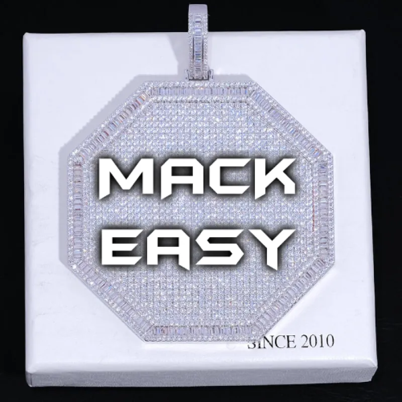 CUSTOM LETTER NECKLACE 3D BIG OCTAGON sold by The GUU Shop