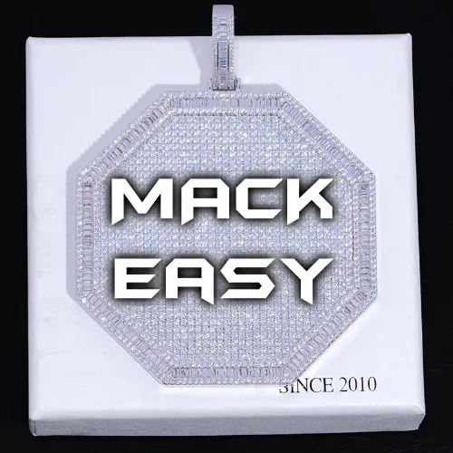 CUSTOM LETTER NECKLACE 3D BIG OCTAGON sold by The GUU Shop