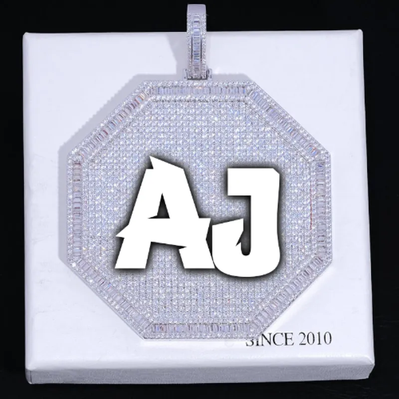 CUSTOM LETTER NECKLACE 3D BIG OCTAGON sold by The GUU Shop