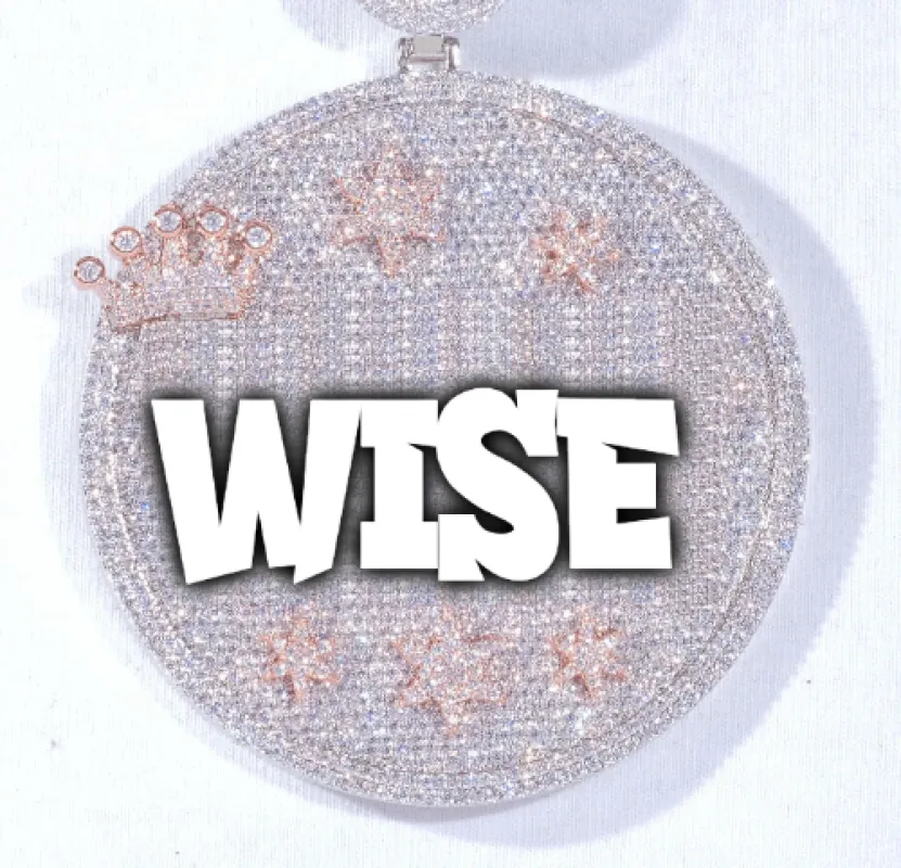 CUSTOM LETTER NECKLACE 3D BIG CROWN DISC sold by The GUU Shop