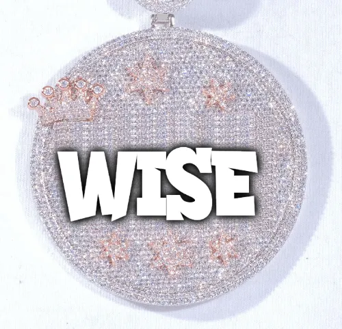 CUSTOM LETTER NECKLACE 3D BIG CROWN DISC sold by The GUU Shop