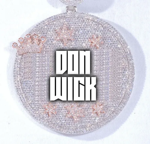 CUSTOM LETTER NECKLACE 3D BIG CROWN DISC sold by The GUU Shop