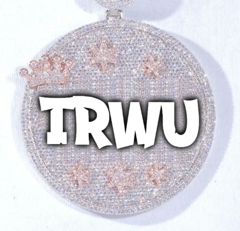 CUSTOM LETTER NECKLACE 3D BIG CROWN DISC sold by The GUU Shop