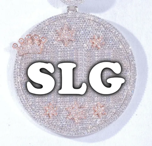 CUSTOM LETTER NECKLACE 3D BIG CROWN DISC sold by The GUU Shop