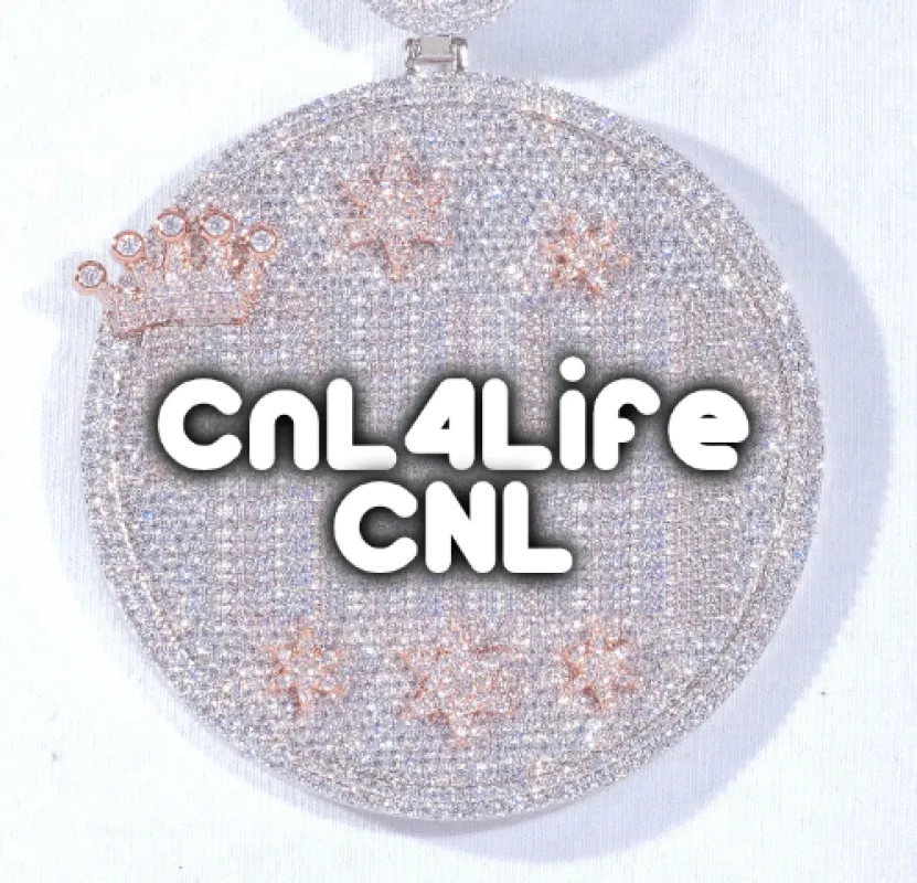 CUSTOM LETTER NECKLACE 3D BIG CROWN DISC sold by The GUU Shop