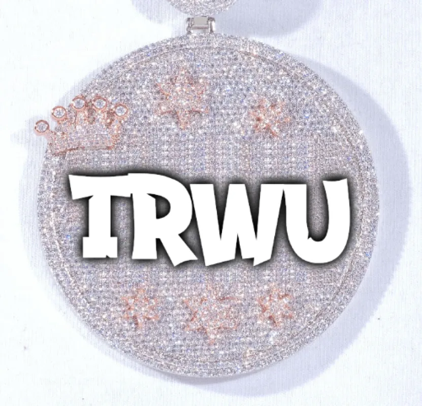 CUSTOM LETTER NECKLACE 3D BIG CROWN DISC sold by The GUU Shop