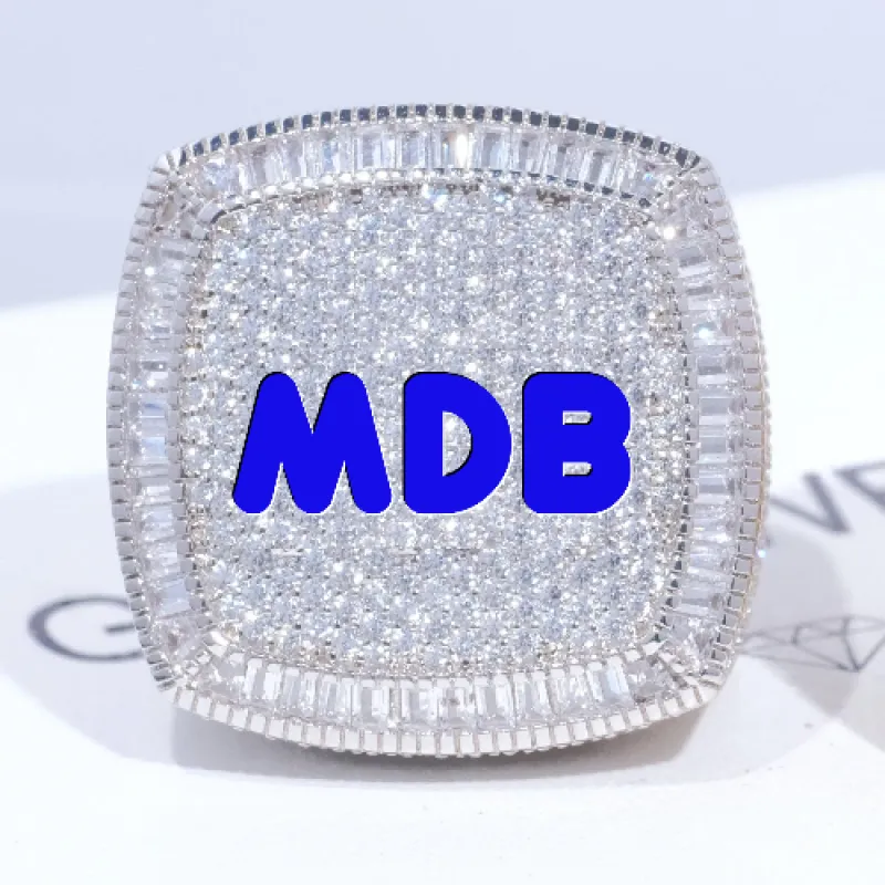 CUSTOM LETTER 3D ICED RING made by The GUU Shop