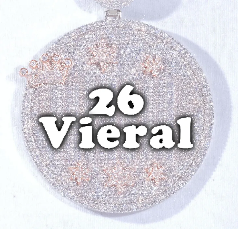 CUSTOM LETTER NECKLACE 3D BIG CROWN DISC sold by The GUU Shop