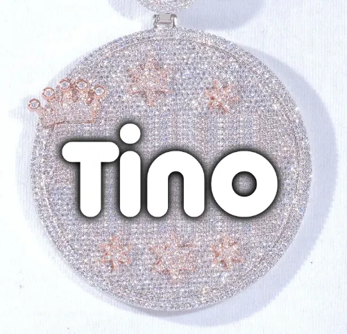 CUSTOM LETTER NECKLACE 3D BIG CROWN DISC sold by The GUU Shop