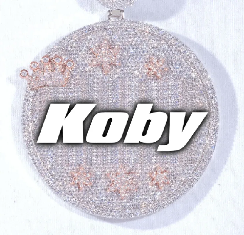 CUSTOM LETTER NECKLACE 3D BIG CROWN DISC sold by The GUU Shop