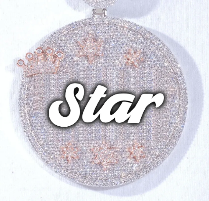 CUSTOM LETTER NECKLACE 3D BIG CROWN DISC sold by The GUU Shop