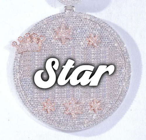 CUSTOM LETTER NECKLACE 3D BIG CROWN DISC sold by The GUU Shop