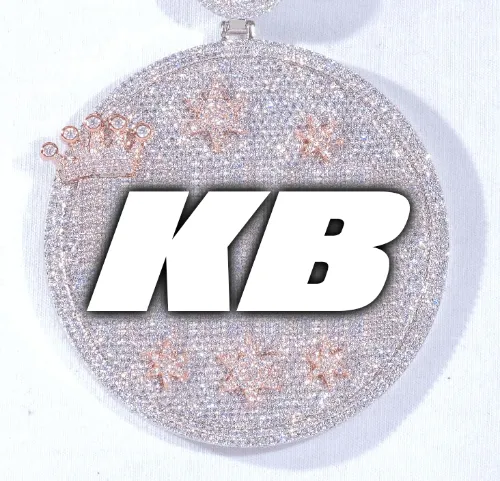 CUSTOM LETTER NECKLACE 3D BIG CROWN DISC sold by The GUU Shop