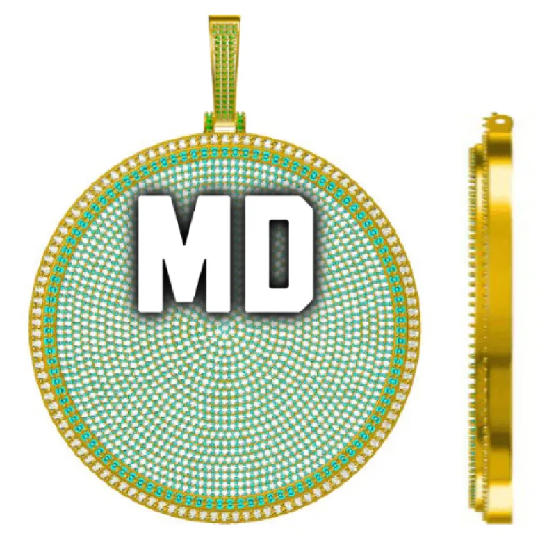 CUSTOM LETTER NECKLACE 3D BIG DISC sold by The GUU Shop