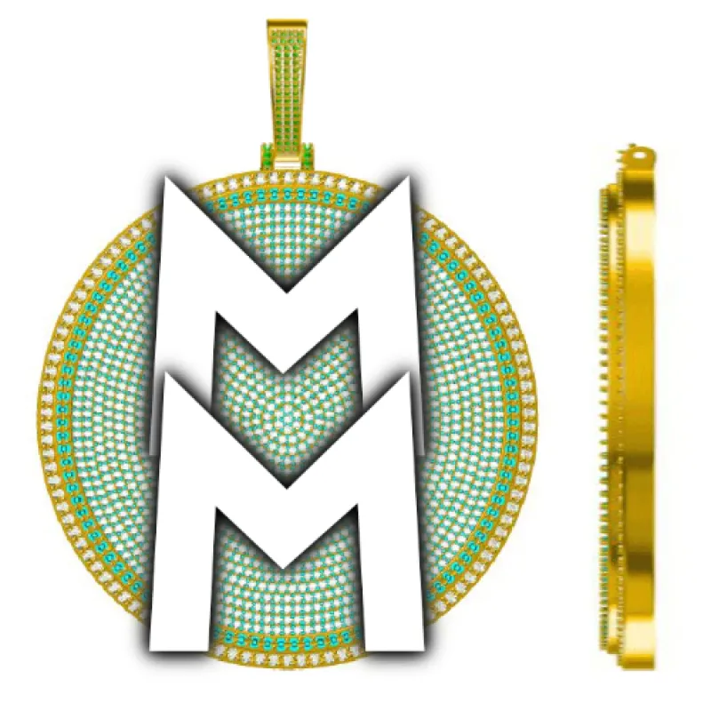 CUSTOM LETTER NECKLACE 3D BIG DISC sold by The GUU Shop