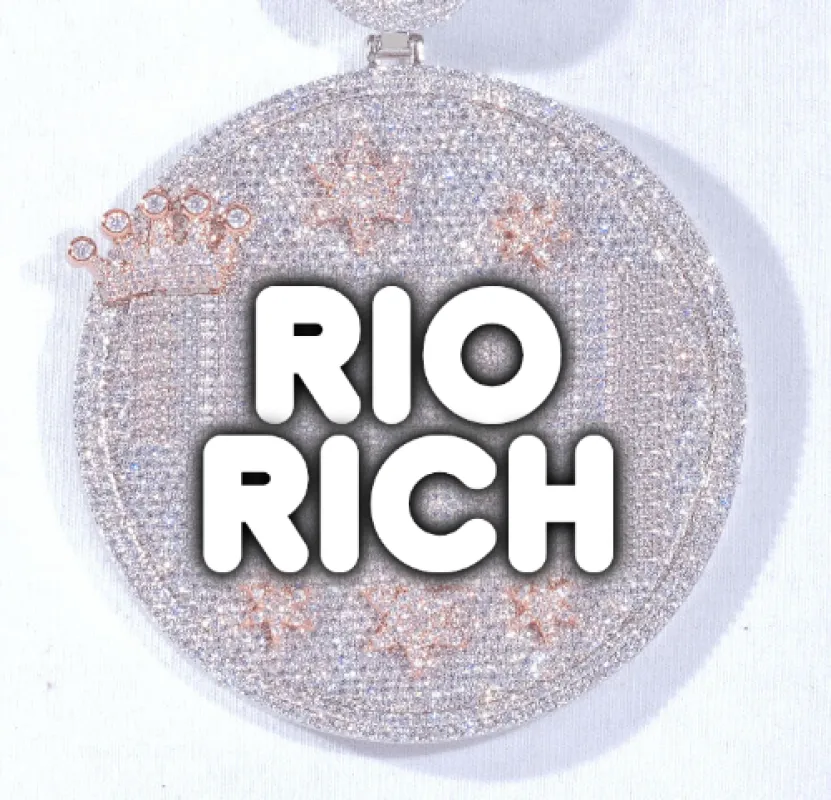 CUSTOM LETTER NECKLACE 3D BIG CROWN DISC sold by The GUU Shop