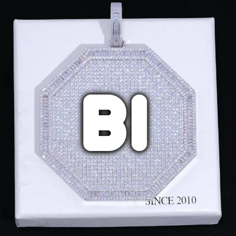 CUSTOM LETTER NECKLACE 3D BIG OCTAGON sold by The GUU Shop