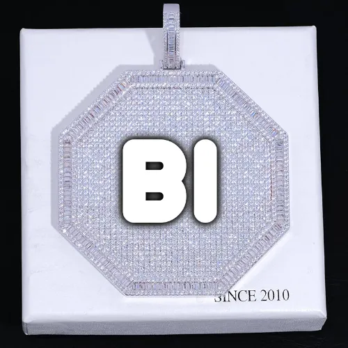 CUSTOM LETTER NECKLACE 3D BIG OCTAGON sold by The GUU Shop