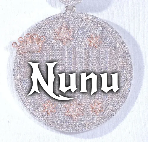CUSTOM LETTER NECKLACE 3D BIG CROWN DISC sold by The GUU Shop