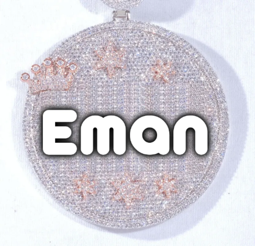 CUSTOM LETTER NECKLACE 3D BIG CROWN DISC sold by The GUU Shop