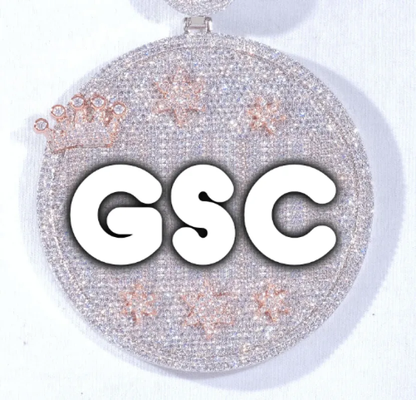 CUSTOM LETTER NECKLACE 3D BIG CROWN DISC made by The GUU Shop