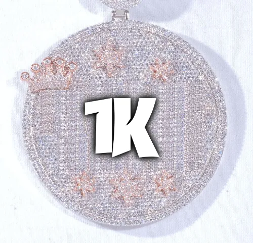 CUSTOM LETTER NECKLACE 3D BIG CROWN DISC sold by The GUU Shop