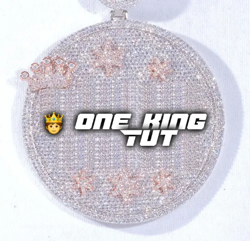 CUSTOM LETTER NECKLACE 3D BIG CROWN DISC sold by The GUU Shop