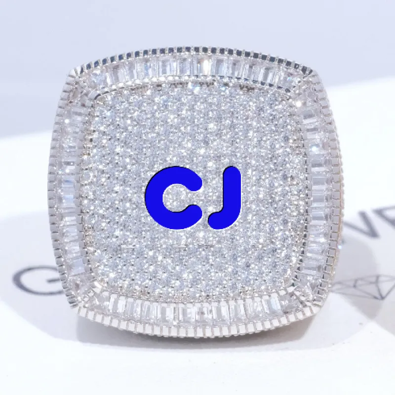 CUSTOM LETTER 3D ICED RING made by The GUU Shop