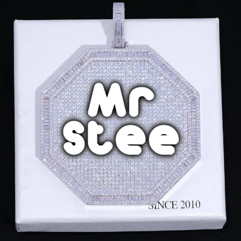 CUSTOM LETTER NECKLACE 3D BIG OCTAGON sold by The GUU Shop