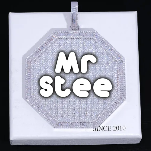 CUSTOM LETTER NECKLACE 3D BIG OCTAGON sold by The GUU Shop