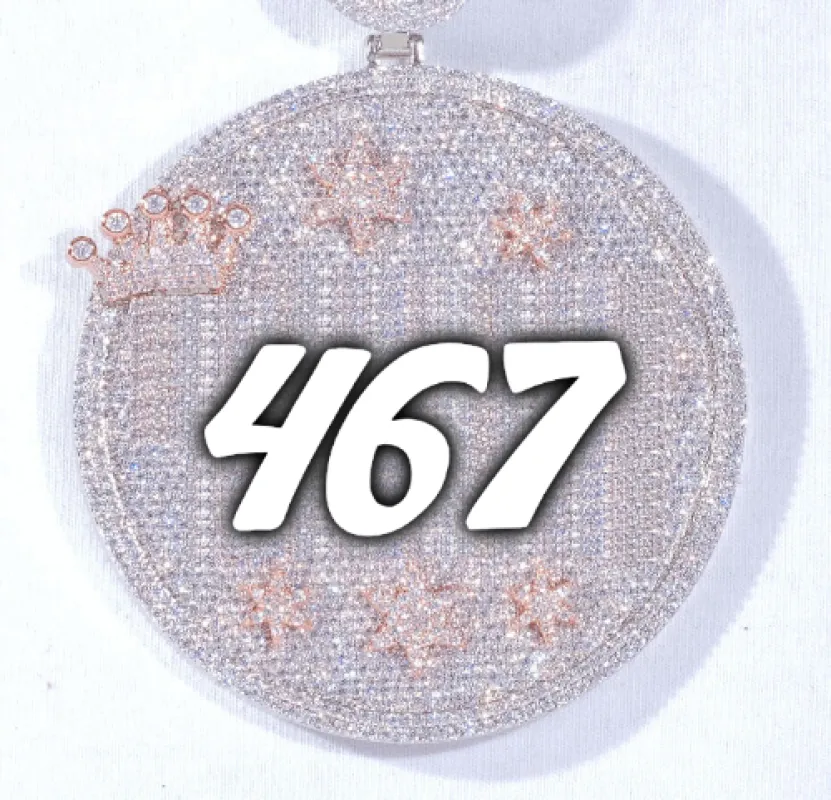 CUSTOM LETTER NECKLACE 3D BIG CROWN DISC sold by The GUU Shop