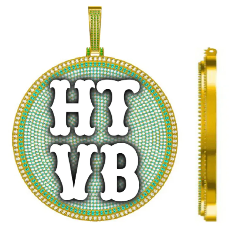 CUSTOM LETTER NECKLACE 3D BIG DISC sold by The GUU Shop