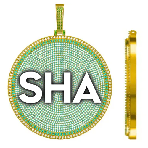 CUSTOM LETTER NECKLACE 3D BIG DISC sold by The GUU Shop