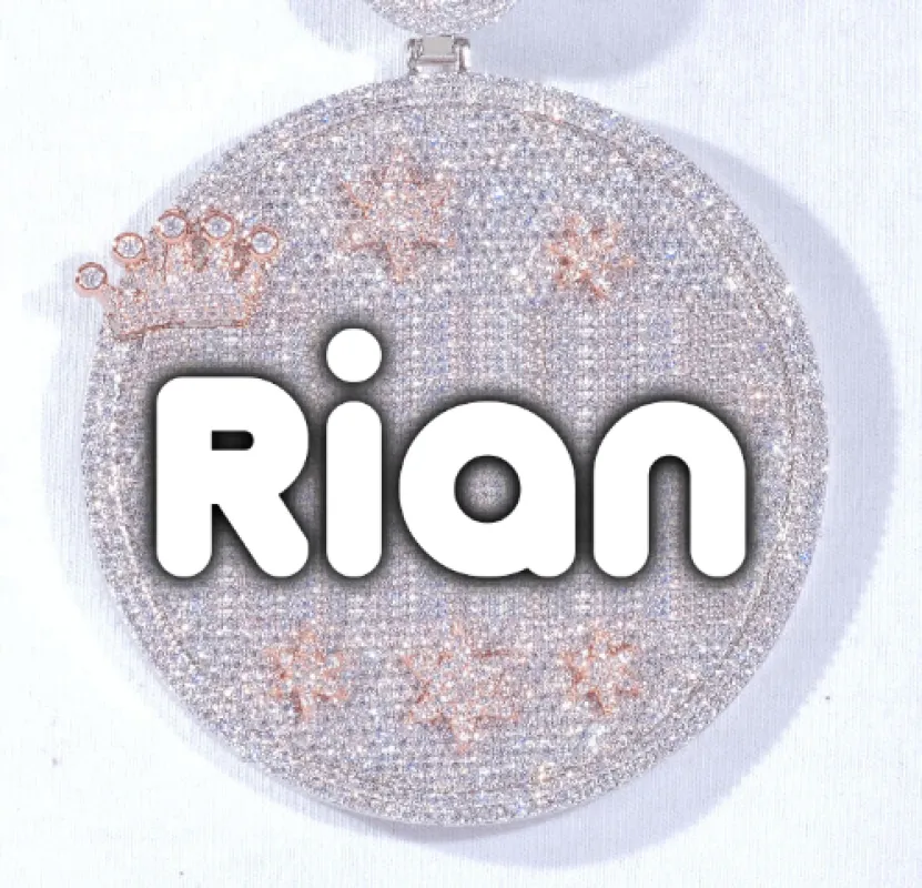 CUSTOM LETTER NECKLACE 3D BIG CROWN DISC sold by The GUU Shop