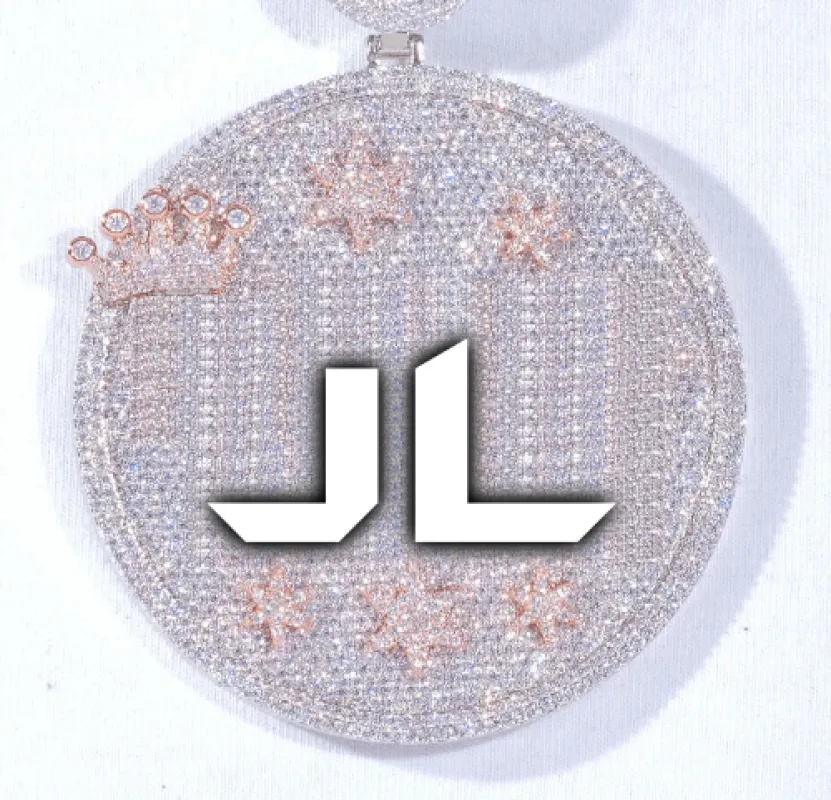 CUSTOM LETTER NECKLACE 3D BIG CROWN DISC made by The GUU Shop