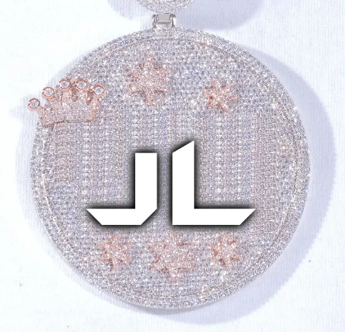 CUSTOM LETTER NECKLACE 3D BIG CROWN DISC sold by The GUU Shop