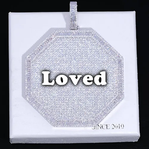 CUSTOM LETTER NECKLACE 3D BIG OCTAGON sold by The GUU Shop