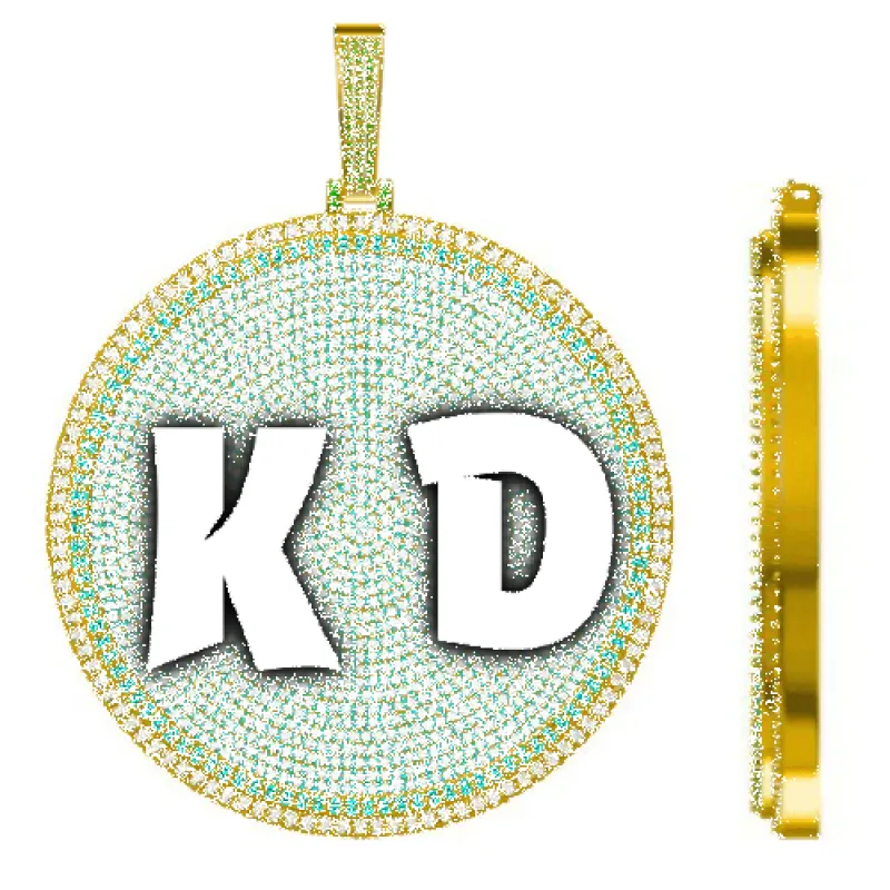 CUSTOM LETTER NECKLACE 3D BIG DISC sold by The GUU Shop