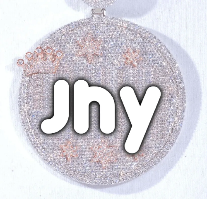 CUSTOM LETTER NECKLACE 3D BIG CROWN DISC sold by The GUU Shop