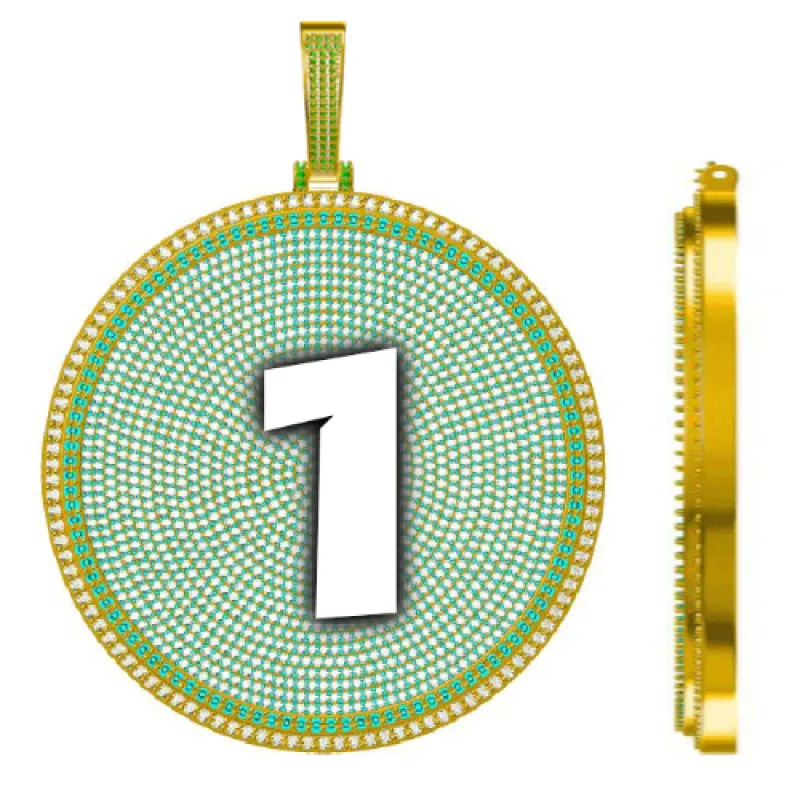 CUSTOM LETTER NECKLACE 3D BIG DISC sold by The GUU Shop