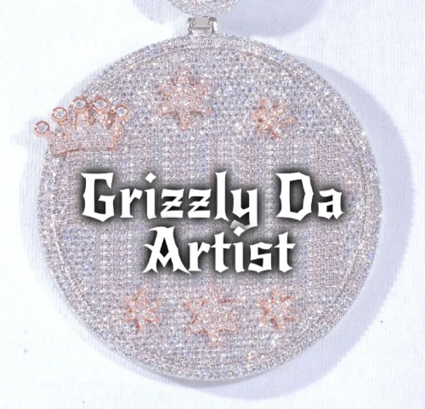 CUSTOM LETTER NECKLACE 3D BIG CROWN DISC sold by The GUU Shop