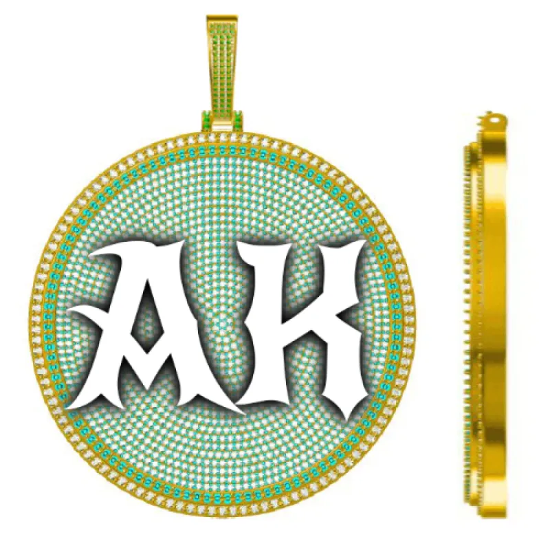 CUSTOM LETTER NECKLACE 3D BIG DISC sold by The GUU Shop