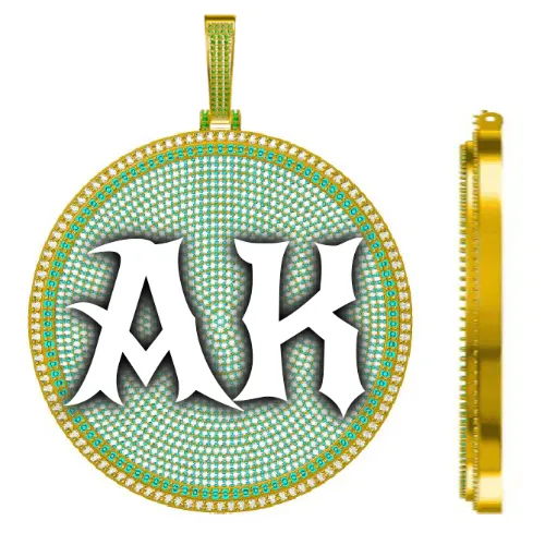 CUSTOM LETTER NECKLACE 3D BIG DISC sold by The GUU Shop