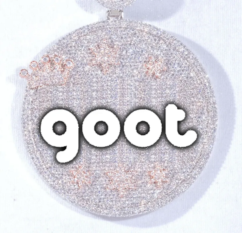 CUSTOM LETTER NECKLACE 3D BIG CROWN DISC sold by The GUU Shop