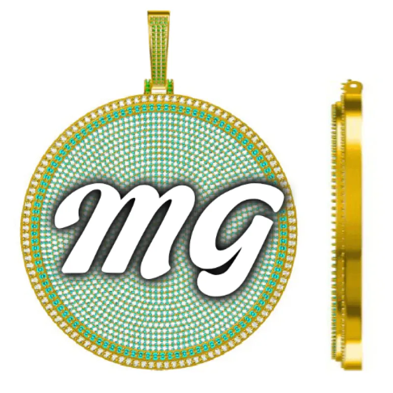 CUSTOM LETTER NECKLACE 3D BIG DISC sold by The GUU Shop