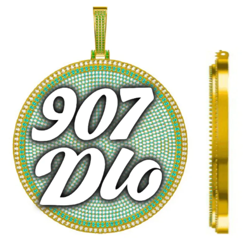 CUSTOM LETTER NECKLACE 3D BIG DISC sold by The GUU Shop